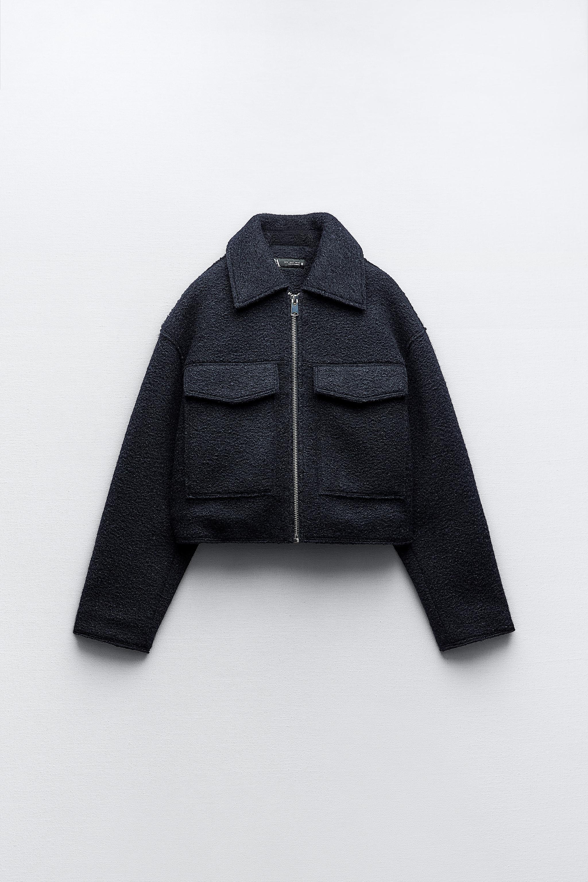 Zara black cheap boucle jacket