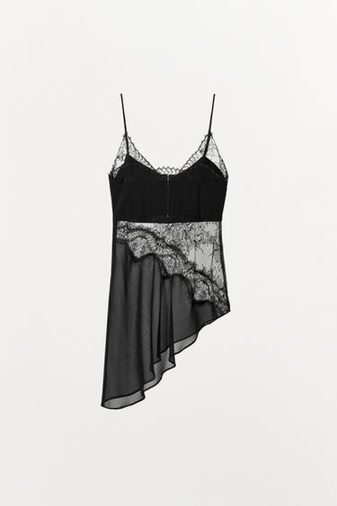 TOP BRETELLES DENTELLE - Noir de Zara - Image 5