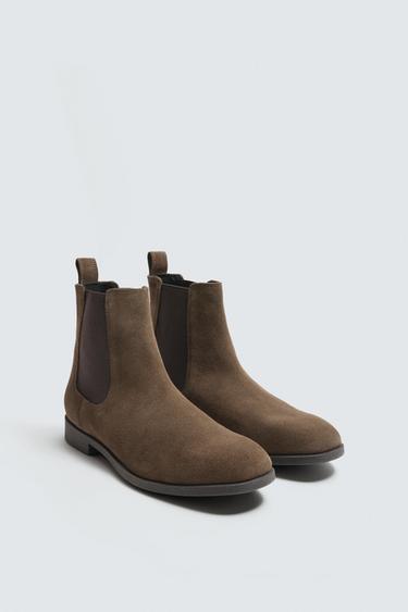 BOTA CHELSEA PIEL - Gris Topo de Zara