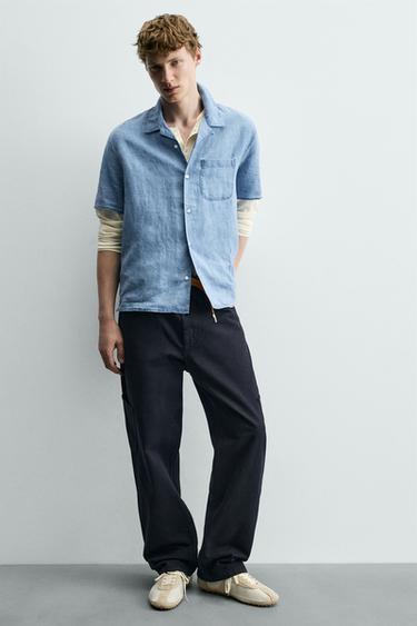CHEMISE RELAXED FIT 100% LIN INDIGO - Indigo de Zara - Image 6