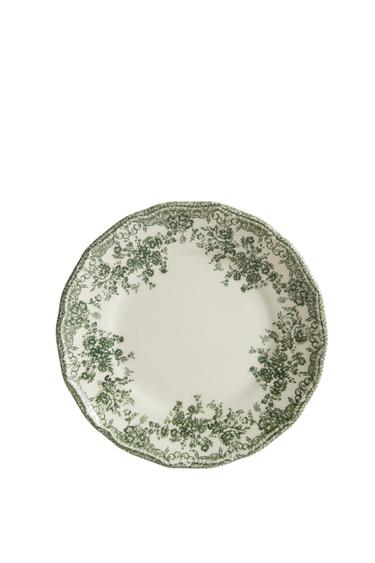 PRATO DE PÃO DE CERÂMICA FLORAL - Verde-oliva-escuro da Zara