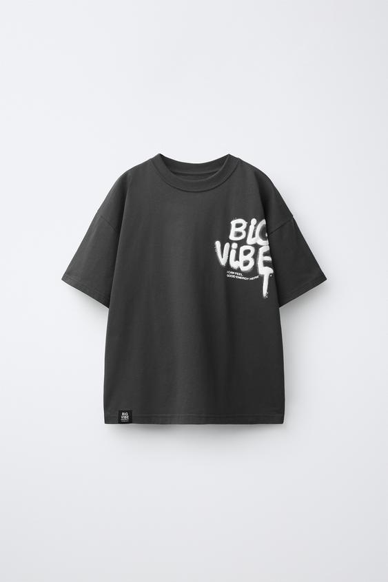 SLOGAN PRINT T-SHIRT - Anthracite grey by Zara - Image 0