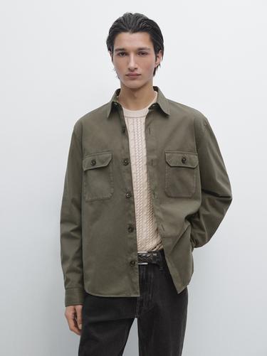 Zara Cotton overshirt with pockets - Green