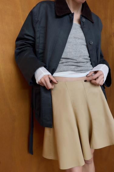 WAXED PARKA WITH CORDUROY COLLAR - Navy blue by Zara