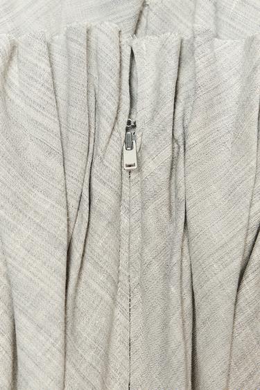 ZW COLLECTION PLEATED LINEN BLEND DRESS - Light grey by Zara - Image 6