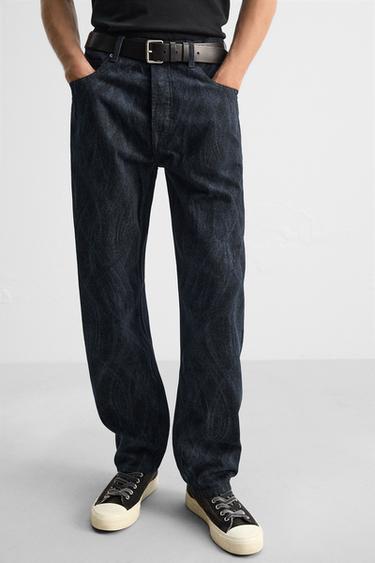 PRINTED STRAIGHT-LEG JEANS - Blue by Zara - Image 4