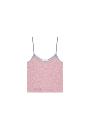 TOP TIRANTES ENCAJE - Rosa pastel de Zara