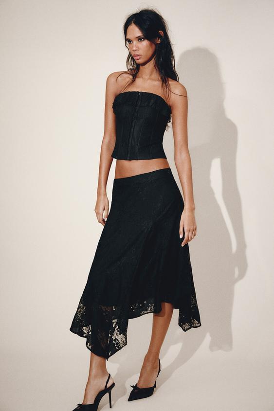 CORSET EN DENTELLE VOLANT - Noir de Zara - Image 4