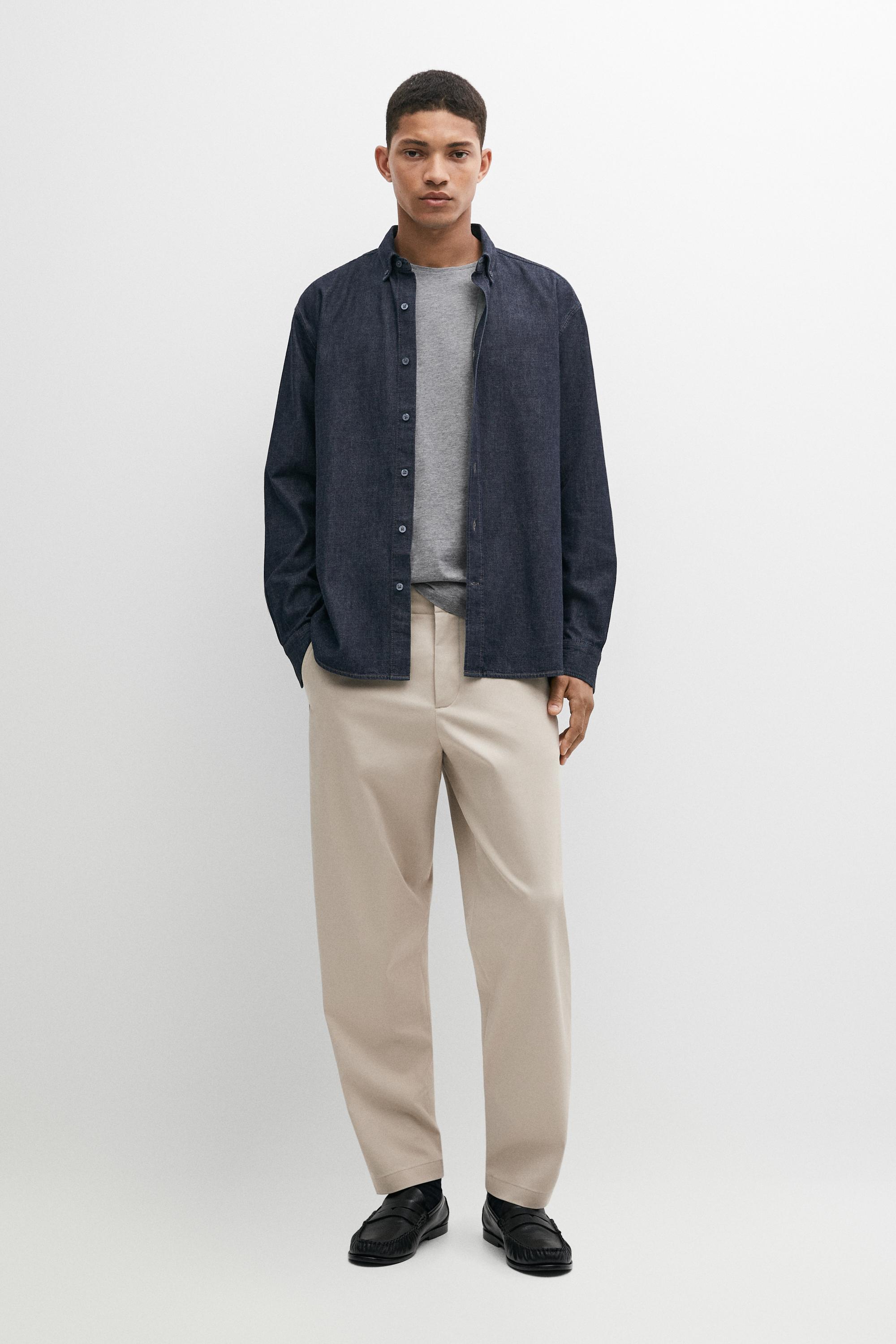 Cotton blend pants with waist detail — Beige