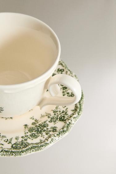 TASSE À THÉ ET SOUCOUPE FLORALE - Vert olive de Zara - Image 2