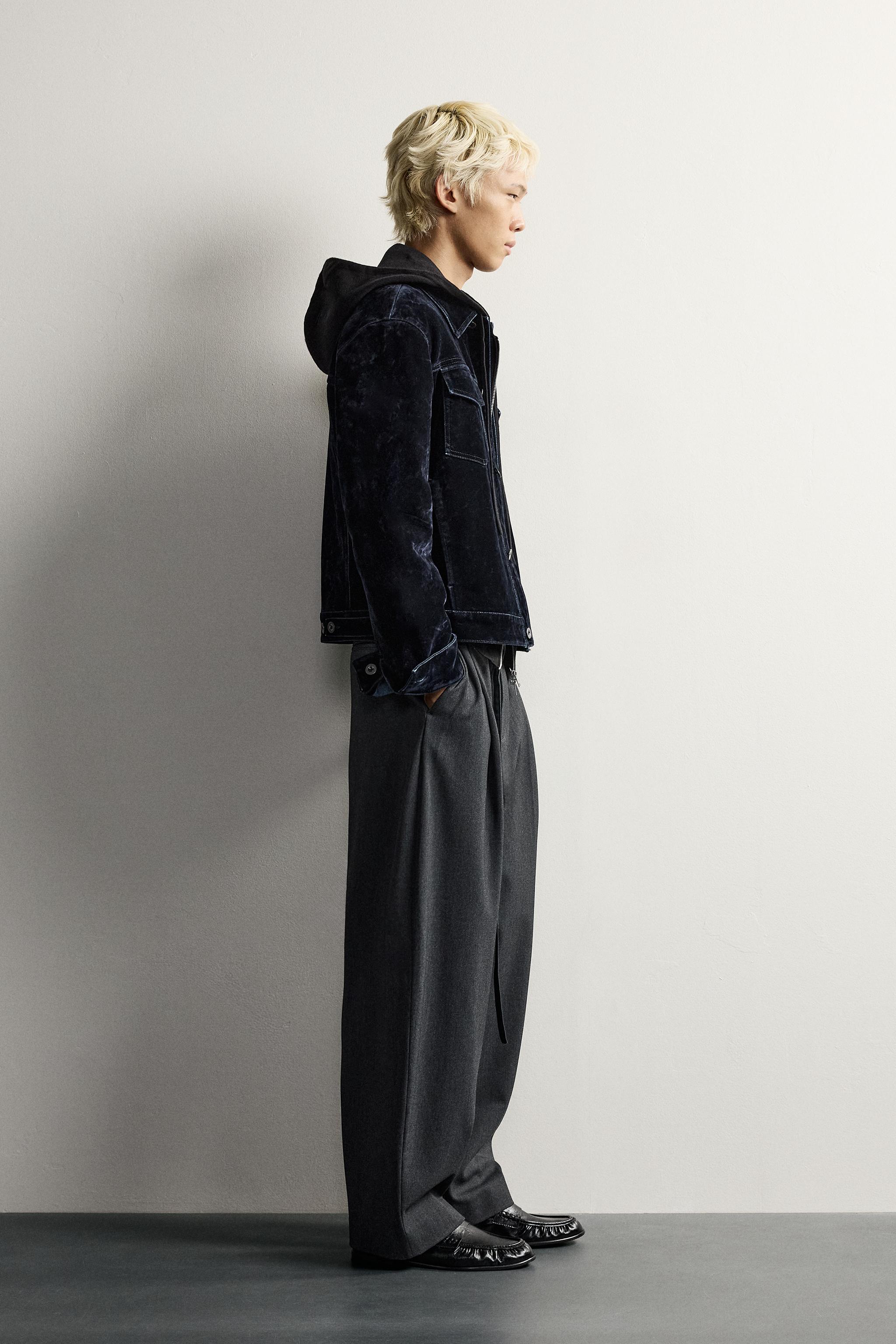 フロッキー デニム クロップドジャケット - ブルー | ZARA Japan / 日本