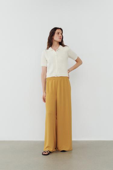PANTALON FLUIDE PALAZZO - Moutarde de Zara - Image 0