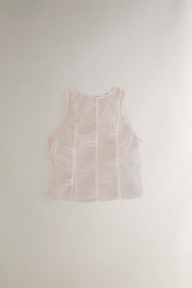 Zara PINKISH ORGANZA TOP - 淺粉紅色 - 圖片 0