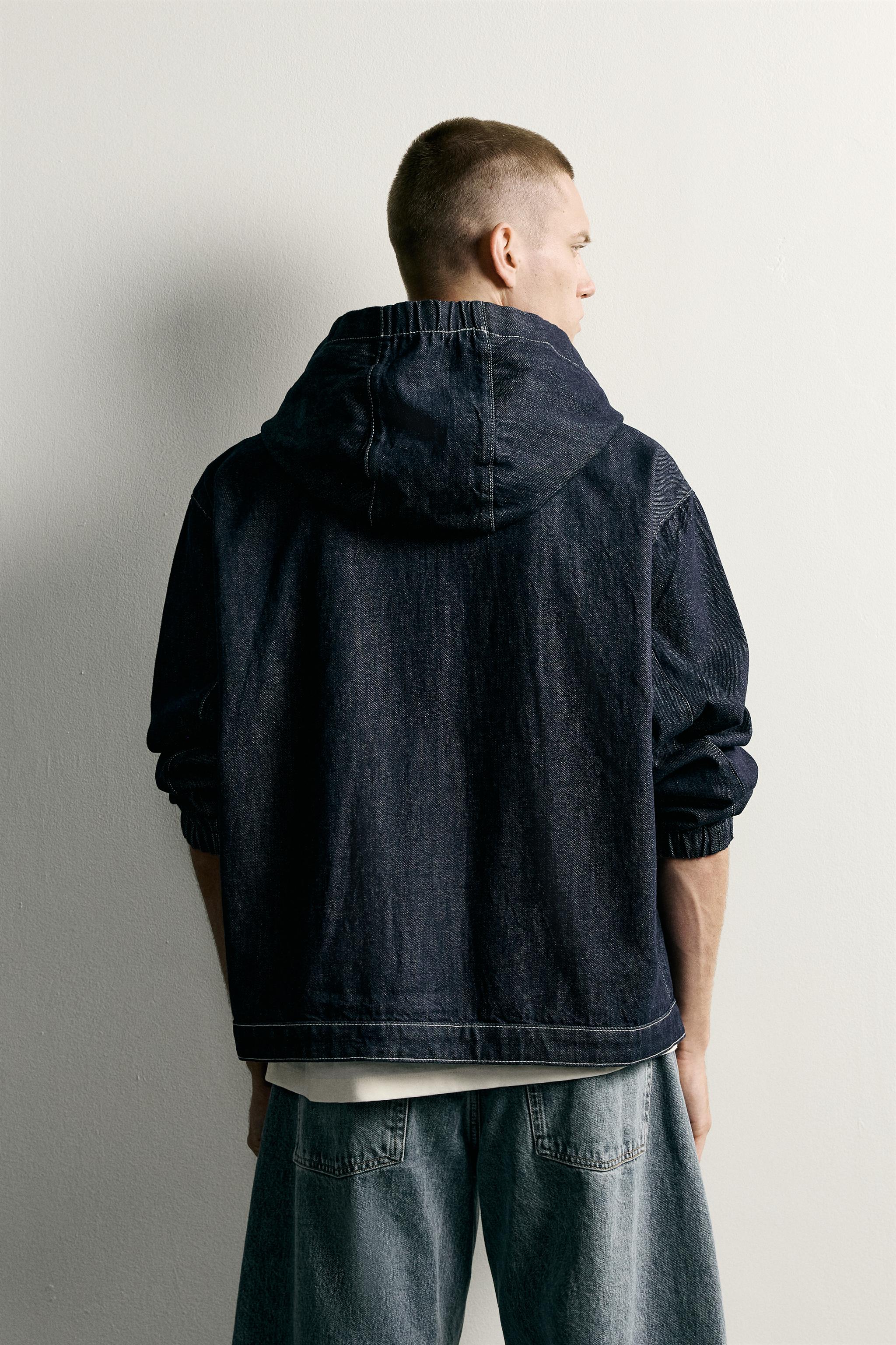 Zara RELAXED FIT KAPÜŞONLU DENIM CEKET görsel 3
