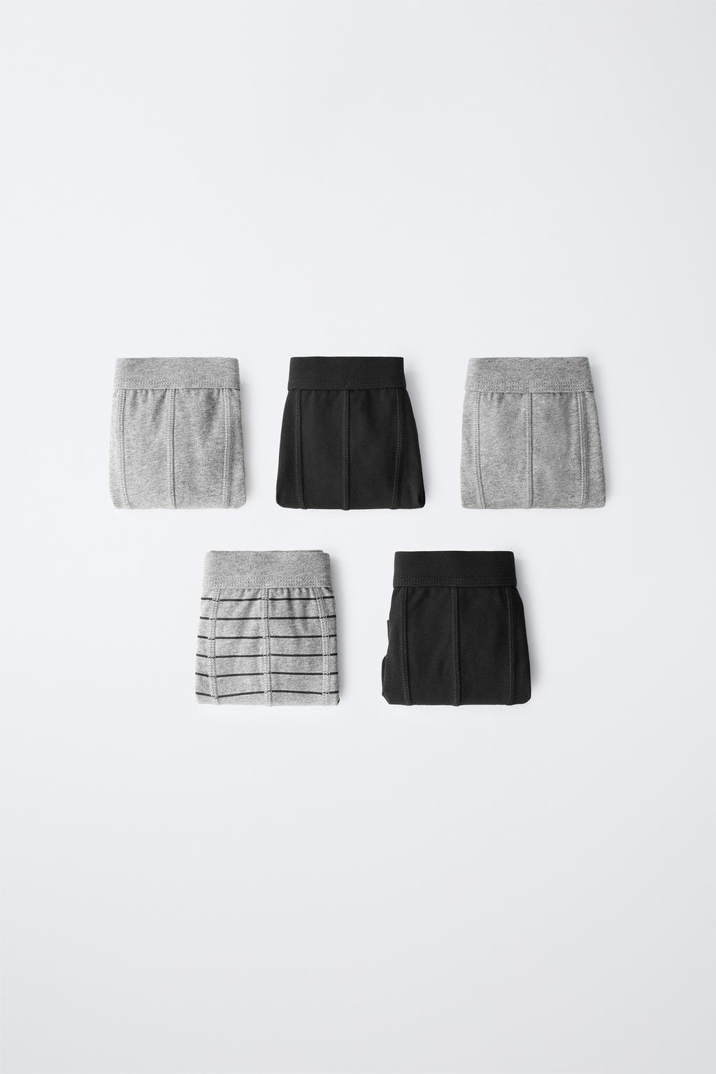 6-14 YEARS/ 5-PACK STRIPED AND PLAIN BOXERS
