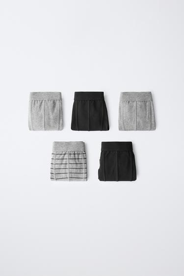 Zara KIDS 6-14 YEARS / FIVE-PACK STRIPED AND SOLID BOXER BRIEFS - charcoal gray