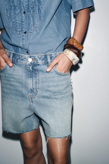 SHORT EN DENIM ZW COLLECTION TAILLE NORMALE - Bleu de Zara - Image 3