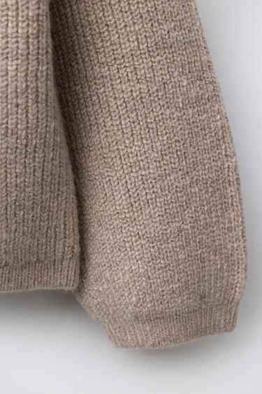 GILET EN MAILLE BASIQUE - Sable / Chiné de Zara - Image 3