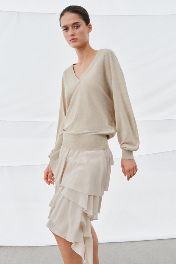 WOOL BLEND V-NECK SWEATER