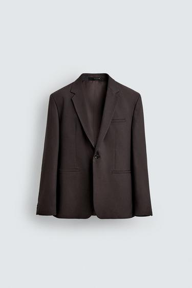 BLAZER TRAJE CON LANA - Marrón de Zara