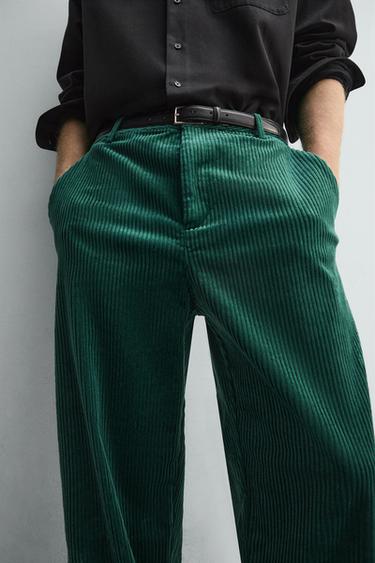 PANTALON RELAXED FIT EN VELOURS CÔTELÉ - VERT de Zara - Image 5