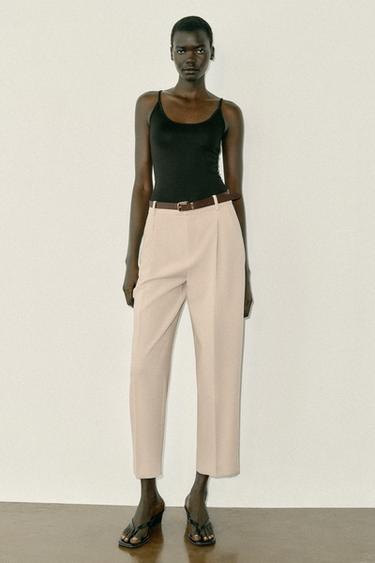 بنطلون للكاحل بحزام - جملي فاتح الخاص بـ Zara - صورة 0