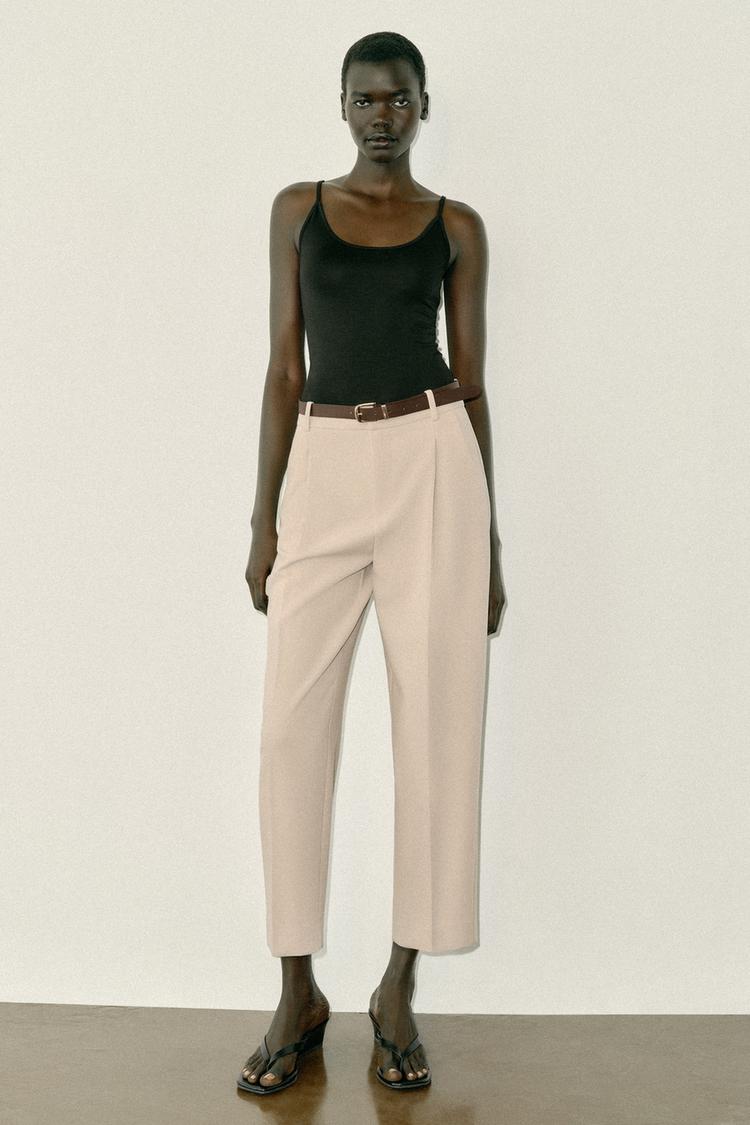CROPPED TROUSERS WITH BELT