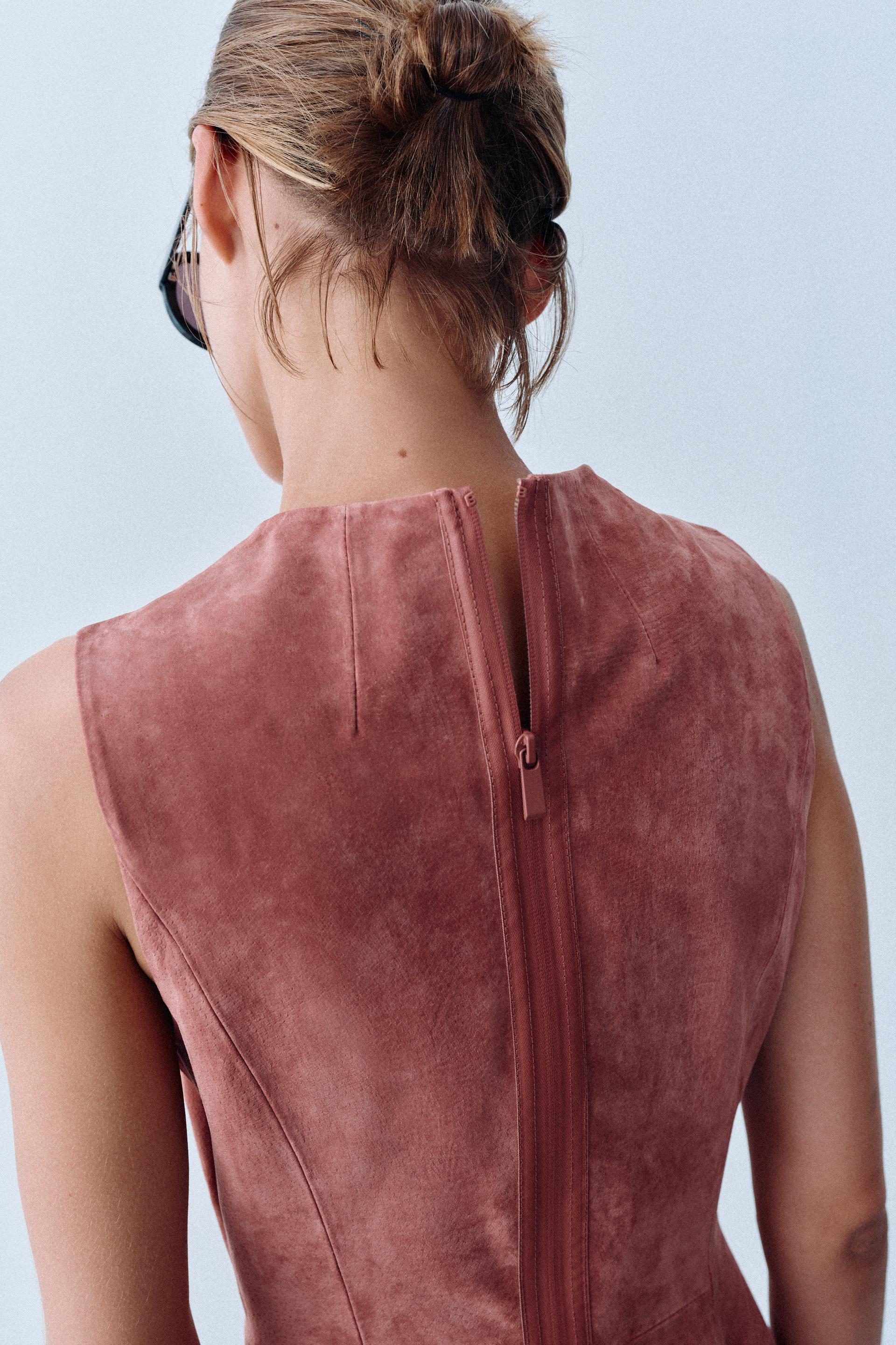 100% LEATHER MIDI DRESS thumbnail 5