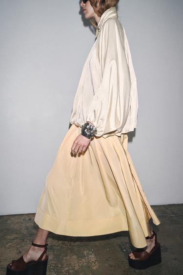 JUPE MIDI ZW COLLECTION - Jaune de Zara - Image 2