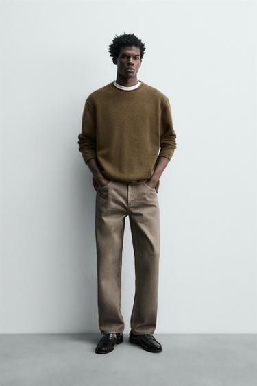 Zara 100% WOOL ROLLED-EDGE SWEATER - Olive green - Image 0