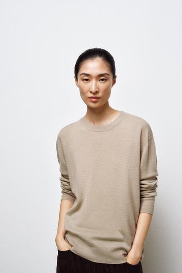 Zara 100% EXTRA SOFT WOOL JUMPER - Beige
