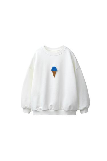 CROCHET ICE CREAM SWEATSHIRT - Ecru by Zara