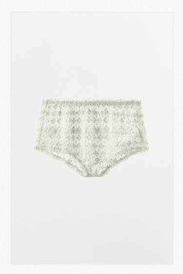 EMBROIDERED MINI SHORTS - Oyster-white by Zara