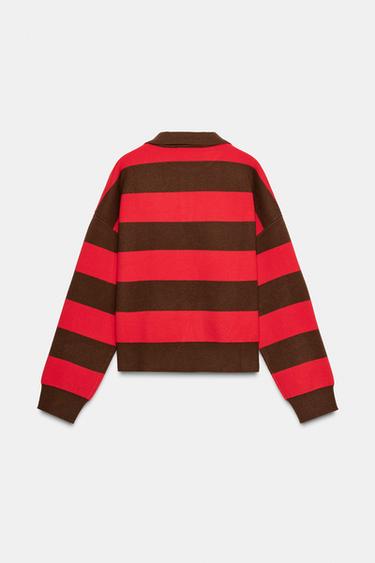 PULL POLO EN MAILLE À RAYURES - rayures de Zara - Image 6