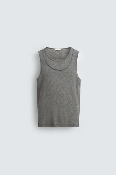 CAMISETA TANK RIB - Gris vigoré de Zara