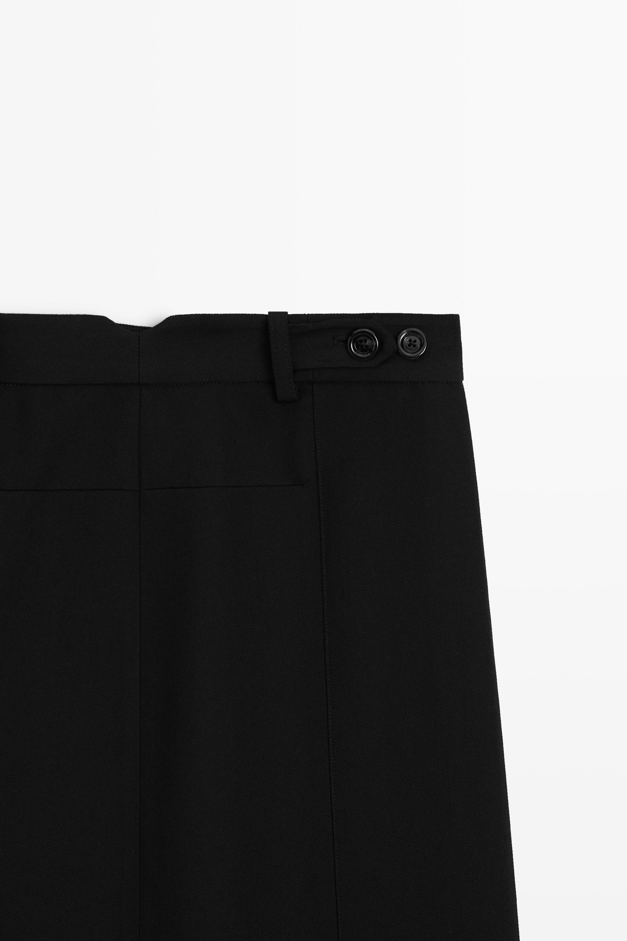 Straight wool blend midi skirt