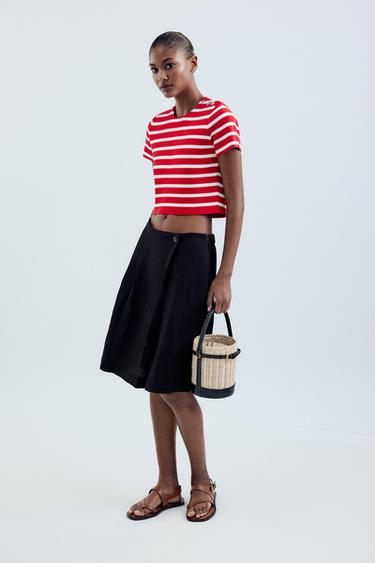 STRIPED KNIT SHORT SLEEVE TOP - striped by Zara - Image 0