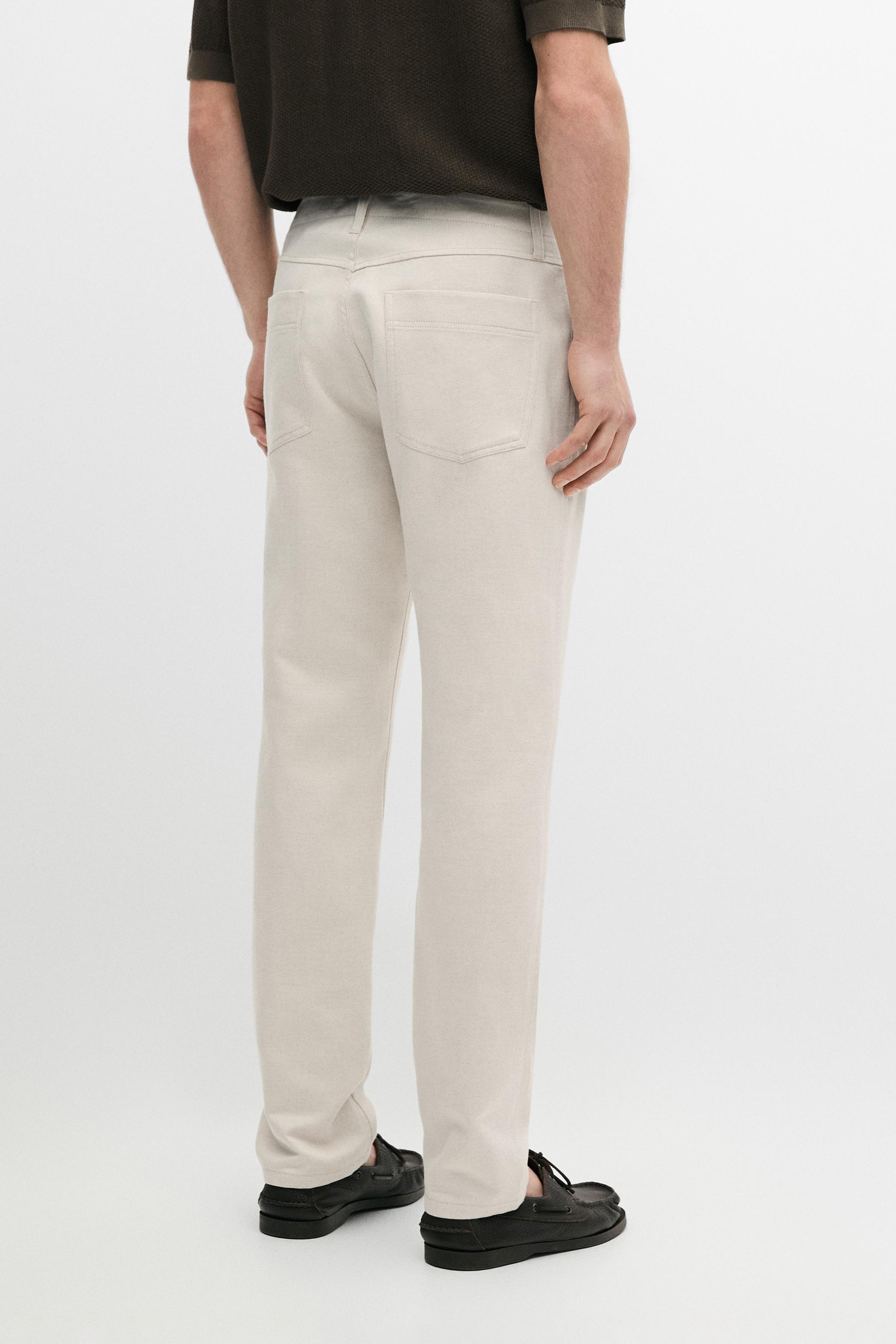 Cotton and linen five-pocket trousers