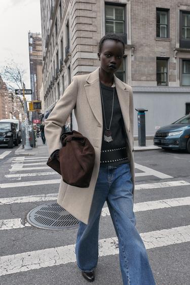 MANTEAU ÉPAULETTES DOUX - Marron clair de Zara - Image 2