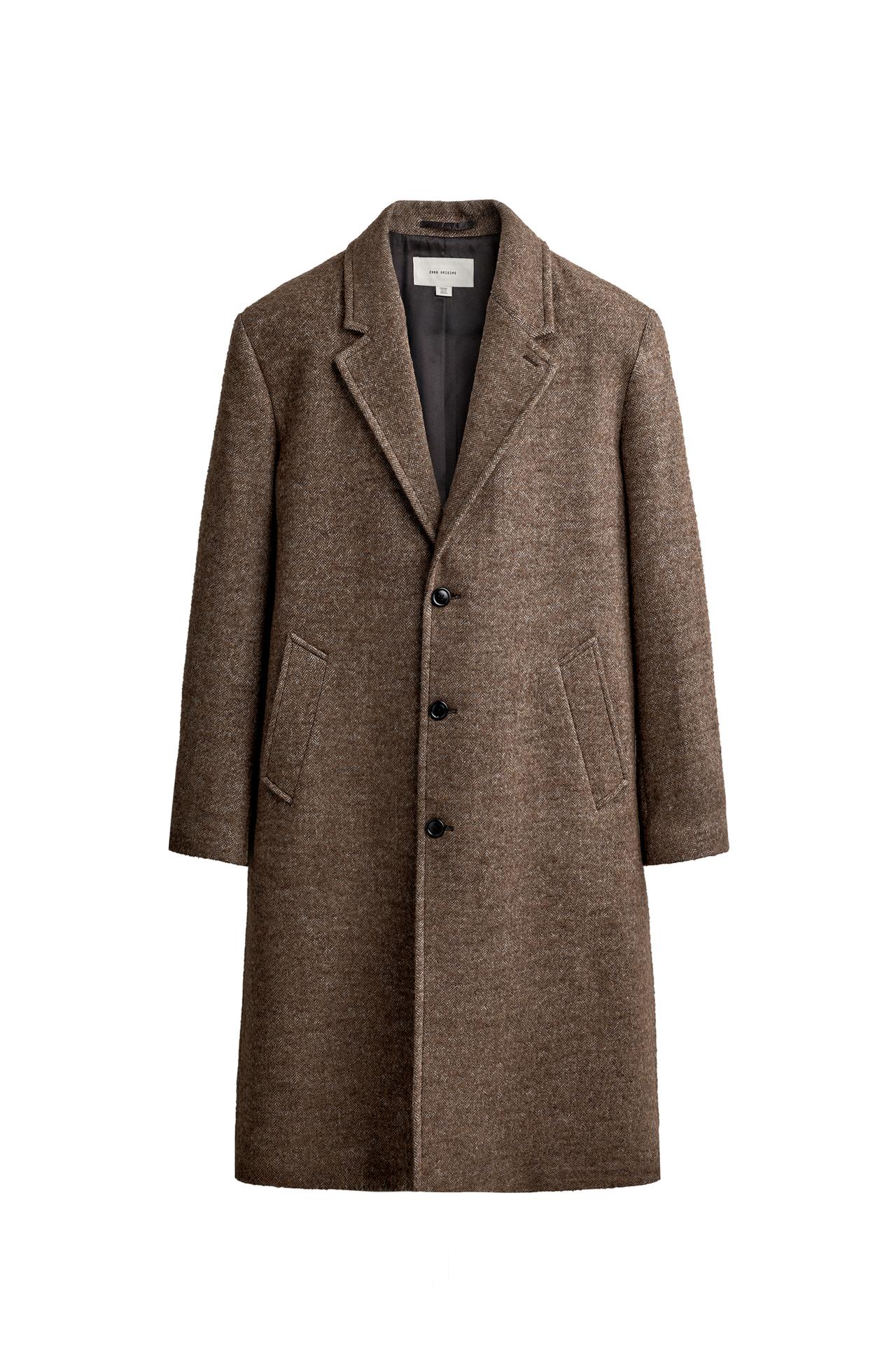 HERRINGBONE WOOL BLEND COAT