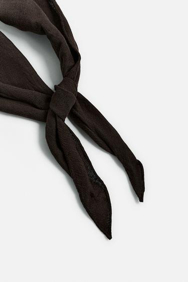 COTTON - LINEN BANDANNA LIMITED EDITION - Dark brown by Zara - Image 2