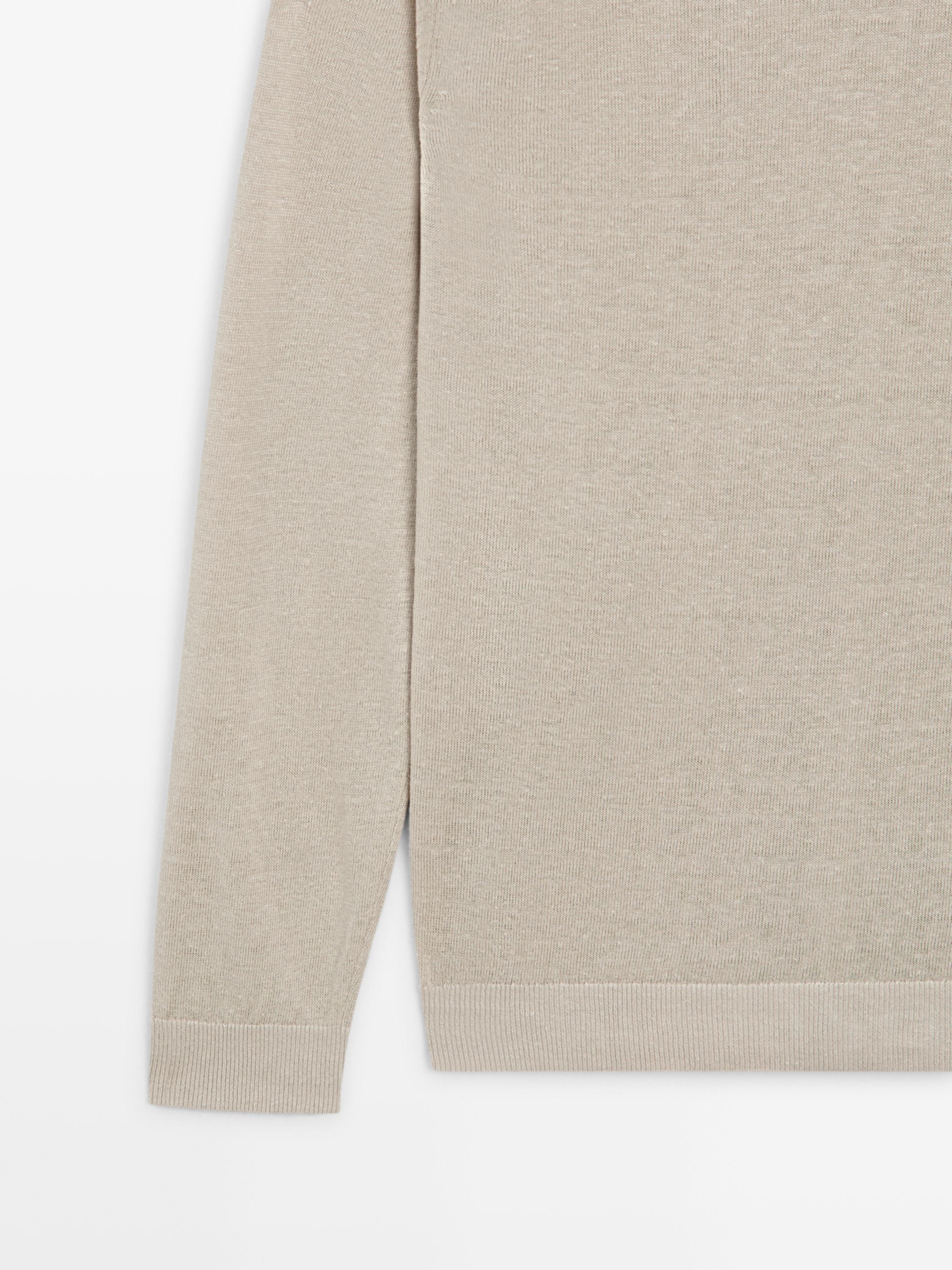 Pull en maille 100 % lin à col rond