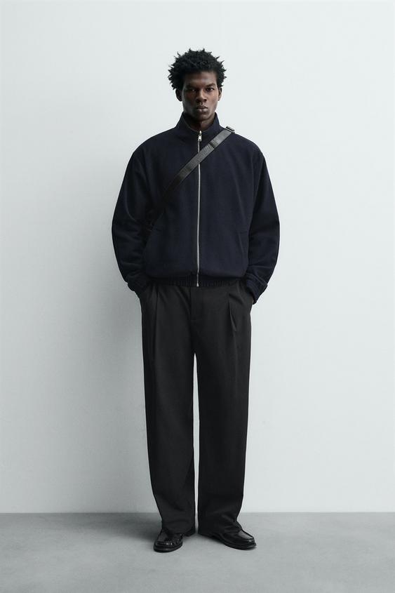 REVERSIBLE WOOL BLEND BOMBER JACKET