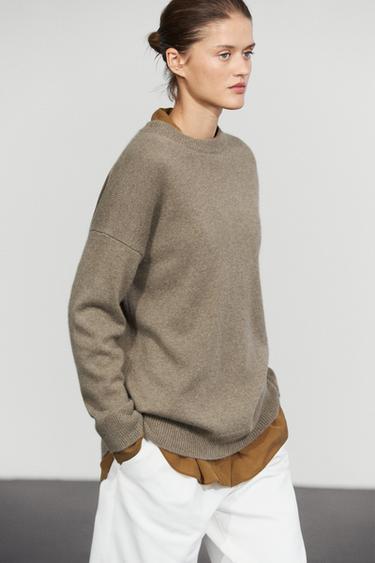 100% cashmere oversize knit sweater — Green marl 2