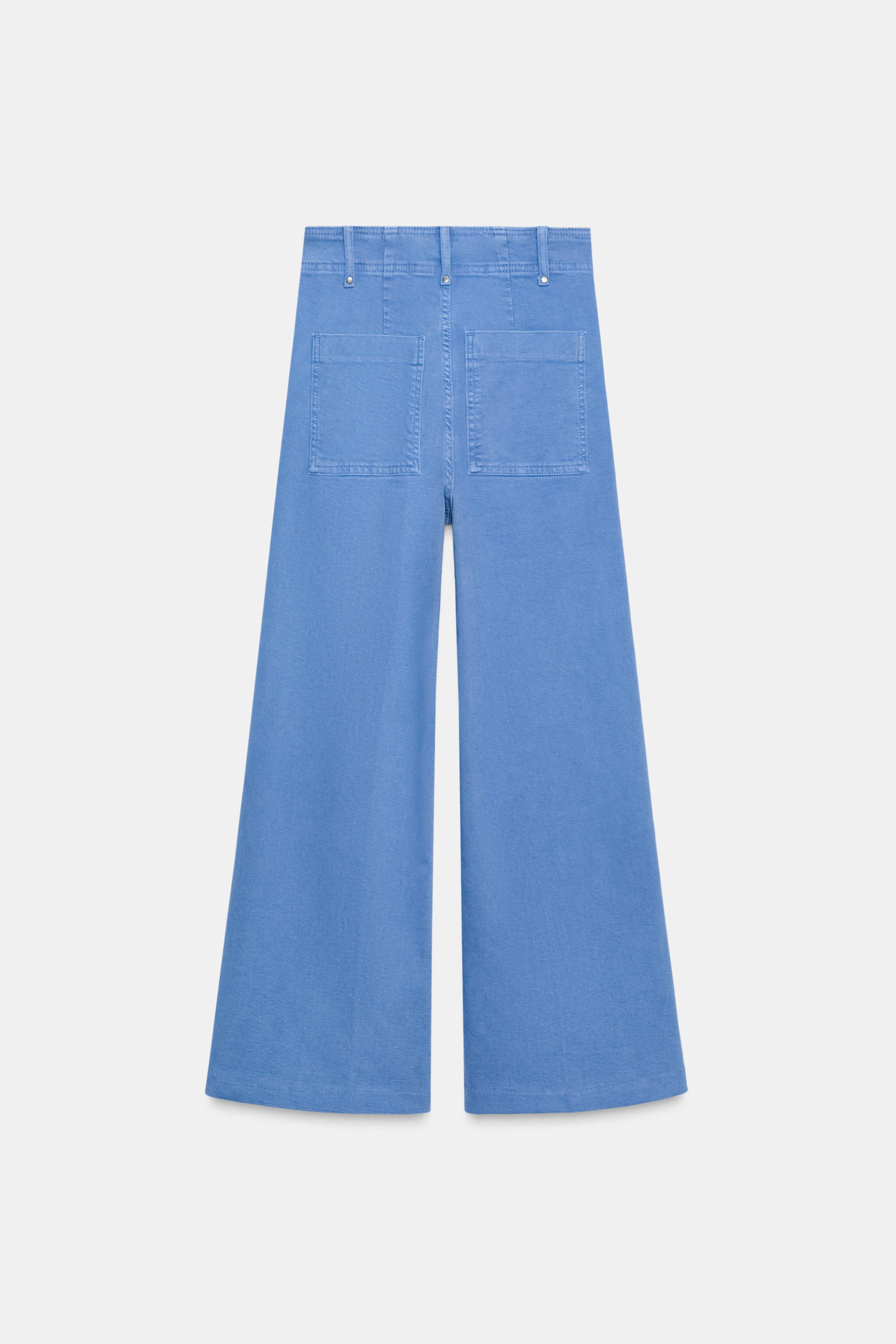 JEANS ZW COLLECTION WIDE LEG CINTURA ALTA - Azul-claro | ZARA Brasil