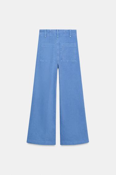 ZW COLLECTION WIDE-LEG HIGH-WAIST JEANS - Light blue by Zara