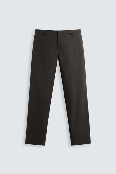 WAXED-EFFECT SUIT TROUSERS - Brown by Zara