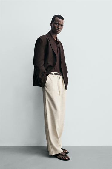 PANTALON COUPE DÉCONTRACTÉE À PLIS - Beige clair de Zara - Image 3