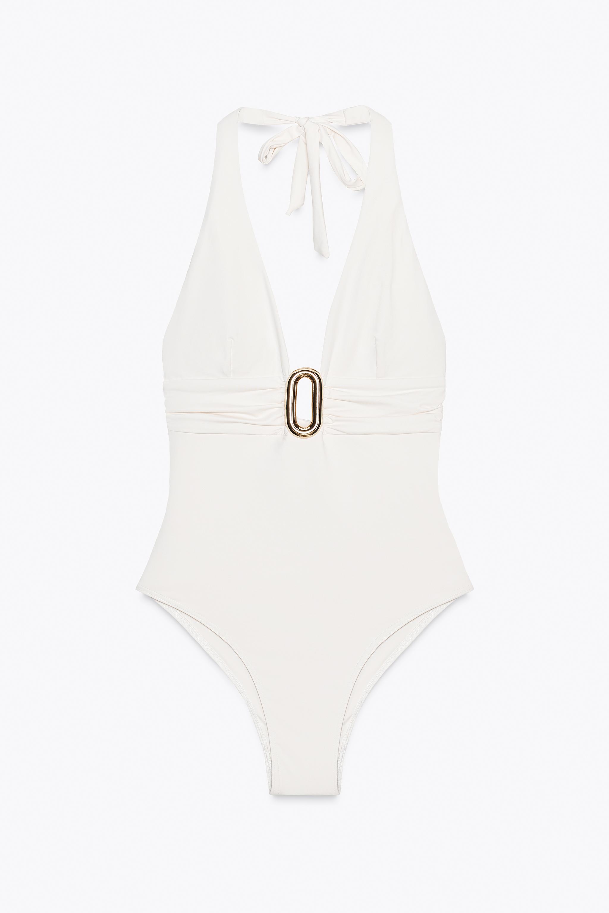 MAILLOT DE BAIN HALTER PIÈCE MÉTALLIQUE