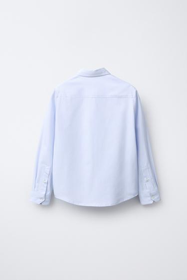 CHEMISE UNIE EN COTON - Bleu ciel de Zara - Image 1